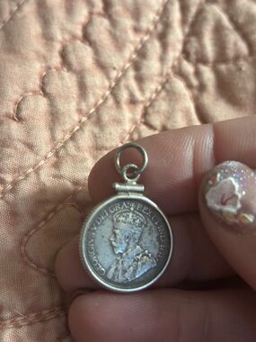 Antique 1919 Canada 10 Cents King George V Coin Pendant Sterling 925 Bezel